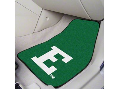 Carpet Front Floor Mats with Eastern Michigan University Logo; Green (Universal; Some Adaptation May Be Required)