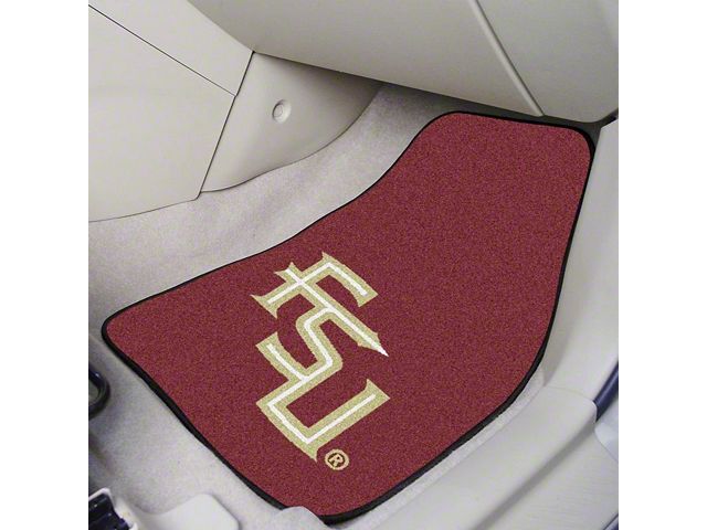 Carpet Front Floor Mats with Florida State University Logo; Garnet (Universal; Some Adaptation May Be Required)