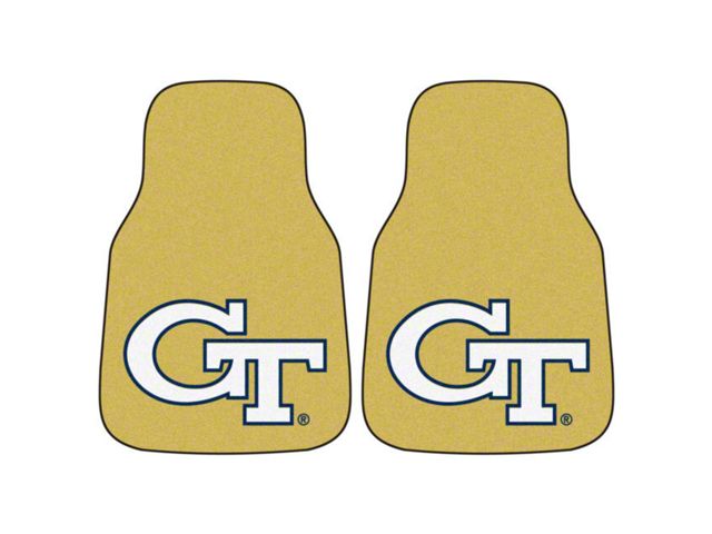 Carpet Front Floor Mats with Georgia Tech Logo; Gold (Universal; Some Adaptation May Be Required)