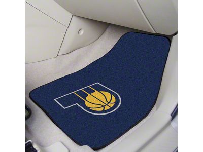 Carpet Front Floor Mats with Indiana Pacers Logo; Blue (Universal; Some Adaptation May Be Required)