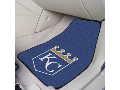 Carpet Front Floor Mats with Kansas City Royals Logo; Blue (Universal; Some Adaptation May Be Required)