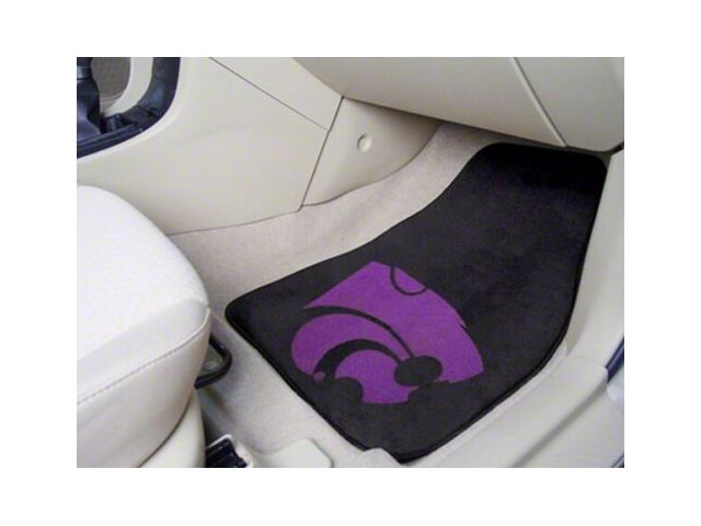 Carpet Front Floor Mats with Kansas State University Logo; Purple (Universal; Some Adaptation May Be Required)