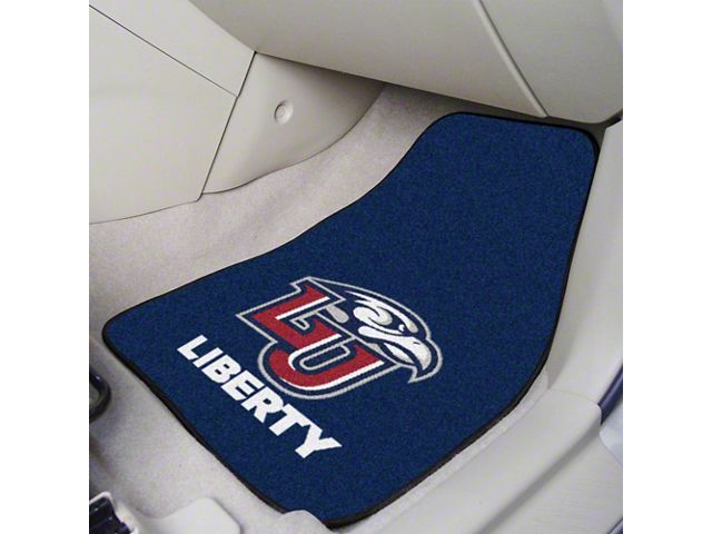 Carpet Front Floor Mats with Liberty University Logo; Blue (Universal; Some Adaptation May Be Required)