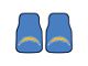 Carpet Front Floor Mats with Los Angeles Chargers Logo; Navy (Universal; Some Adaptation May Be Required)