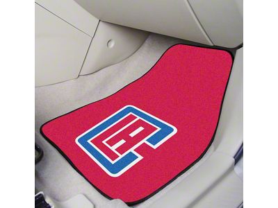 Carpet Front Floor Mats with Los Angeles Clippers Logo; Red (Universal; Some Adaptation May Be Required)