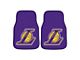 Carpet Front Floor Mats with Los Angeles Lakers Logo; Purple (Universal; Some Adaptation May Be Required)