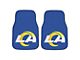 Carpet Front Floor Mats with Los Angeles Rams Logo; Navy (Universal; Some Adaptation May Be Required)