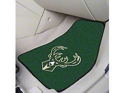 Carpet Front Floor Mats with Milwaukee Bucks Logo; Green (Universal; Some Adaptation May Be Required)