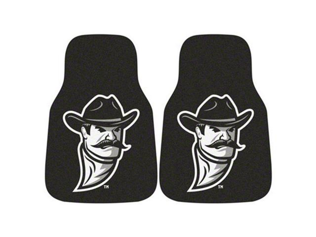 Carpet Front Floor Mats with New Mexico State University Logo; Crimson (Universal; Some Adaptation May Be Required)