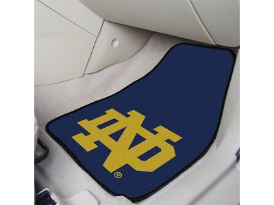 Carpet Front Floor Mats with Notre Dame Logo; Navy (Universal; Some Adaptation May Be Required)