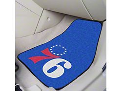 Carpet Front Floor Mats with Philadelphia 76ers Logo; Red (Universal; Some Adaptation May Be Required)