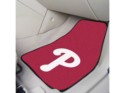 Carpet Front Floor Mats with Philadelphia Phillies Logo; Red (Universal; Some Adaptation May Be Required)