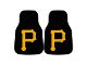 Carpet Front Floor Mats with Pittsburgh Pirates Logo; Black (Universal; Some Adaptation May Be Required)