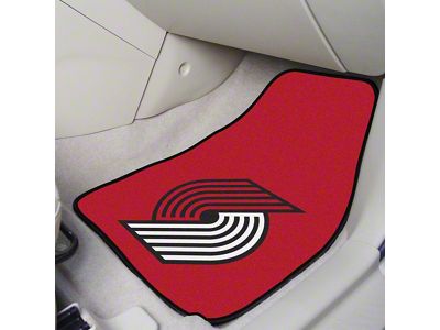 Carpet Front Floor Mats with Portland Trail Blazers Logo; Red (Universal; Some Adaptation May Be Required)