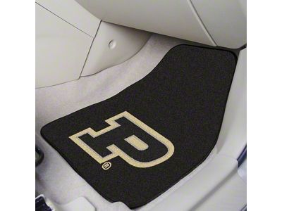 Carpet Front Floor Mats with Purdue University Logo; Black (Universal; Some Adaptation May Be Required)