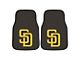 Carpet Front Floor Mats with San Diego Padres Logo; Brown and Yellow (Universal; Some Adaptation May Be Required)