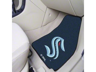 Carpet Front Floor Mats with Seattle Kraken Logo; Navy (Universal; Some Adaptation May Be Required)