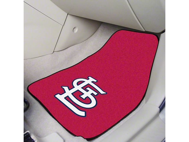 Carpet Front Floor Mats with St. Louis Cardinals Logo; Red (Universal; Some Adaptation May Be Required)