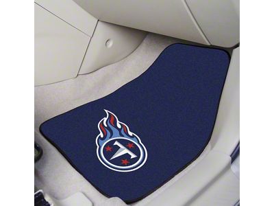Carpet Front Floor Mats with Tennessee Titans Logo; Navy (Universal; Some Adaptation May Be Required)