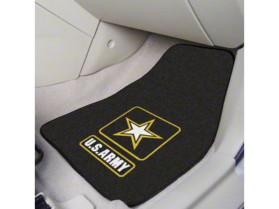 Carpet Front Floor Mats with U.S. Army Logo; Black (Universal; Some Adaptation May Be Required)