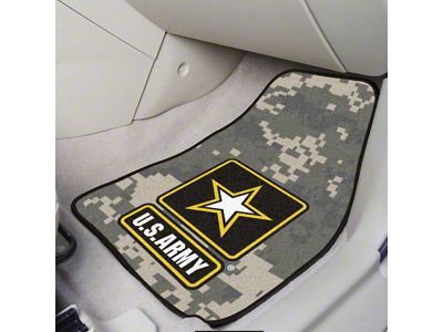 Carpet Front Floor Mats with U.S. Army Logo; Gray (Universal; Some Adaptation May Be Required)