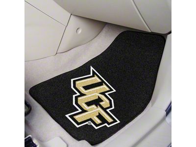 Carpet Front Floor Mats with University of Central Florida Logo; Black (Universal; Some Adaptation May Be Required)