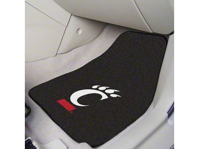 Carpet Front Floor Mats with University of Cincinnati Logo; Black (Universal; Some Adaptation May Be Required)