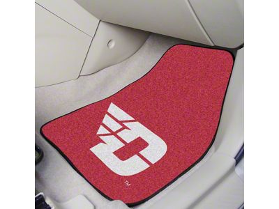 Carpet Front Floor Mats with University of Dayton Logo; Red (Universal; Some Adaptation May Be Required)