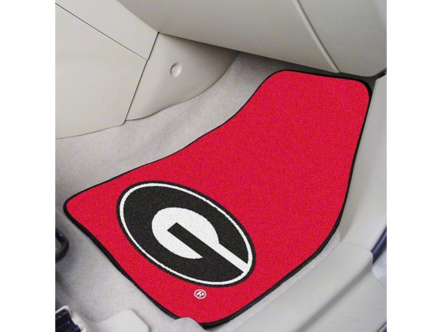 Carpet Front Floor Mats with University of Georgia Logo; Red (Universal; Some Adaptation May Be Required)