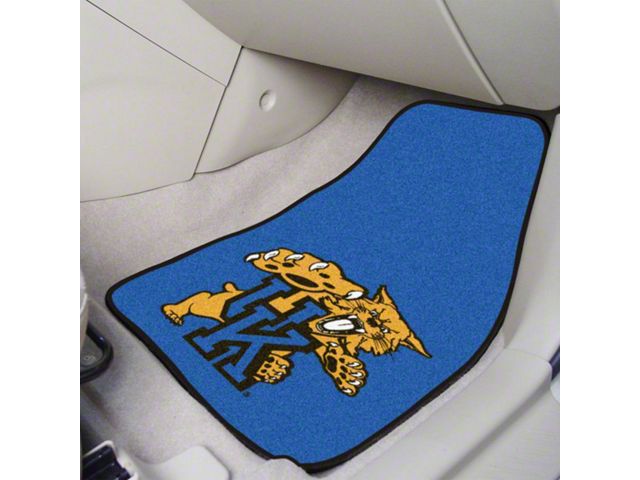 Carpet Front Floor Mats with University of Kentucky Logo; Blue (Universal; Some Adaptation May Be Required)