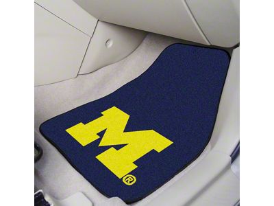 Carpet Front Floor Mats with University of Michigan Logo; Blue (Universal; Some Adaptation May Be Required)