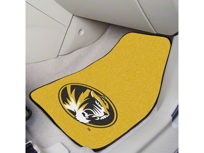 Carpet Front Floor Mats with University of Missouri Logo; Yellow (Universal; Some Adaptation May Be Required)
