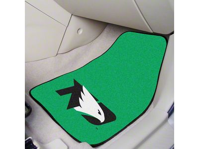 Carpet Front Floor Mats with University of North Dakota Logo; Green (Universal; Some Adaptation May Be Required)