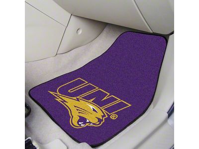 Carpet Front Floor Mats with University of Northern Iowa Logo; Purple (Universal; Some Adaptation May Be Required)