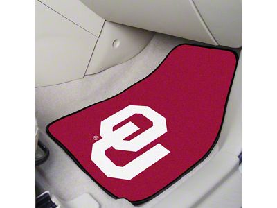 Carpet Front Floor Mats with University of Oklahoma Logo; Crimson (Universal; Some Adaptation May Be Required)