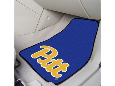 Carpet Front Floor Mats with University of Pittsburgh Logo; Navy (Universal; Some Adaptation May Be Required)