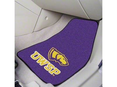 Carpet Front Floor Mats with University of Wisconsin-Stevens Point Logo; Purple (Universal; Some Adaptation May Be Required)