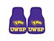 Carpet Front Floor Mats with University of Wisconsin-Stevens Point Logo; Purple (Universal; Some Adaptation May Be Required)
