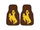 Carpet Front Floor Mats with University of Wyoming Logo; Brown (Universal; Some Adaptation May Be Required)