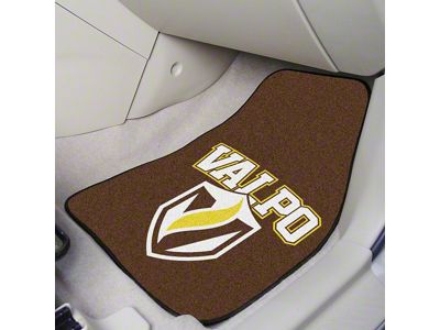 Carpet Front Floor Mats with Valparaiso University Logo; Black (Universal; Some Adaptation May Be Required)