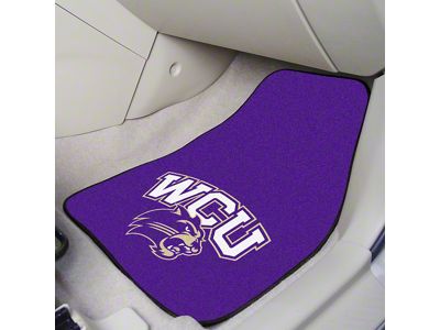 Carpet Front Floor Mats with Western Carolina University Logo; Purple (Universal; Some Adaptation May Be Required)