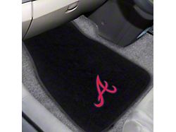 Embroidered Front Floor Mats with Atlanta Braves Logo; Black (Universal; Some Adaptation May Be Required)