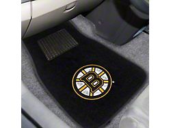 Embroidered Front Floor Mats with Boston Bruins Logo; Black (Universal; Some Adaptation May Be Required)