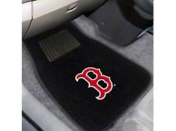 Embroidered Front Floor Mats with Boston Red Sox Logo; Black (Universal; Some Adaptation May Be Required)