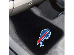 Embroidered Front Floor Mats with Buffalo Bills Logo; Black (Universal; Some Adaptation May Be Required)