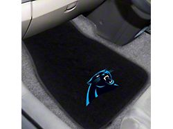 Embroidered Front Floor Mats with Carolina Panthers Logo; Black (Universal; Some Adaptation May Be Required)
