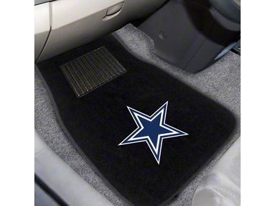 Embroidered Front Floor Mats with Dallas Cowboys Logo; Black (Universal; Some Adaptation May Be Required)