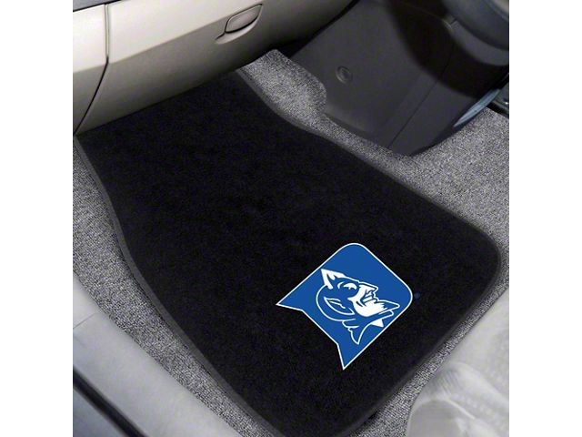 Embroidered Front Floor Mats with Duke University Logo; Black (Universal; Some Adaptation May Be Required)