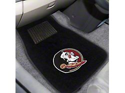 Embroidered Front Floor Mats with Florida State University Logo; Black (Universal; Some Adaptation May Be Required)