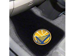 Embroidered Front Floor Mats with Golden State Warriors Logo; Black (Universal; Some Adaptation May Be Required)